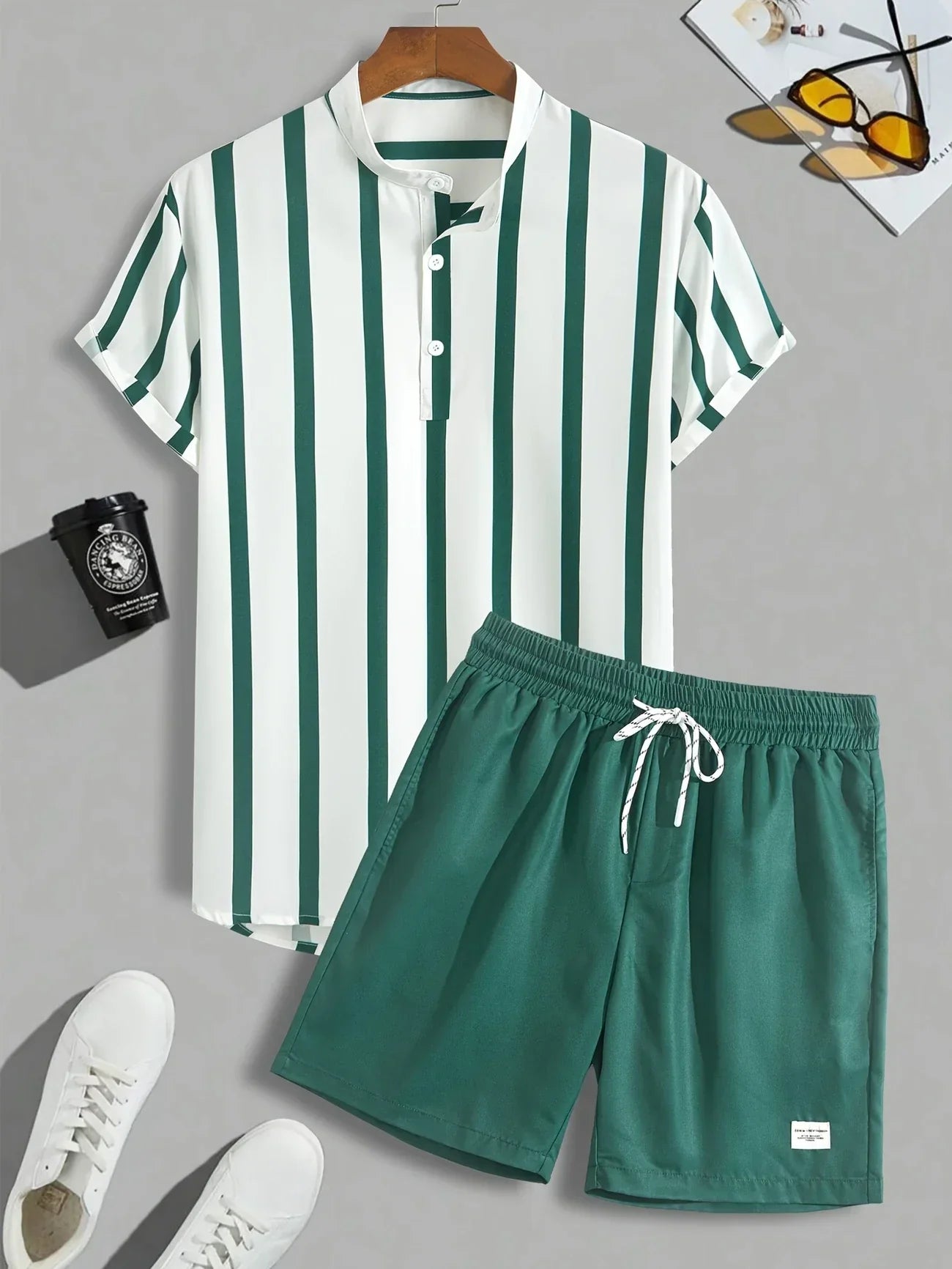 Men's Summer Striped Shirt & Shorts Set