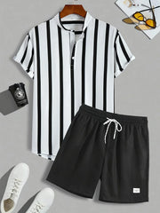 Men's Summer Striped Shirt & Shorts Set